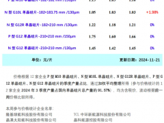 硅片价格小幅上涨（2024年11月21日）