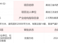 总投7亿元！黑龙江省一制氢项目获批